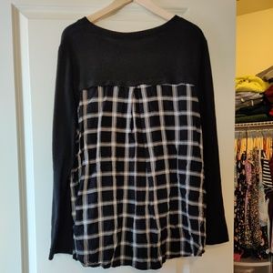 Stitch Fix Black plaid fleece T shirt